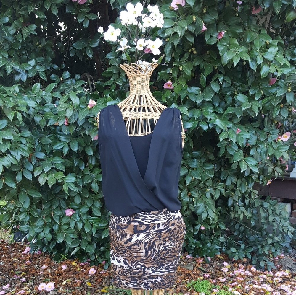 B. Smart leopard & black dress🖤Size 3/4
